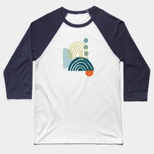 Abstract Rainbow on Blue Baseball T-Shirt